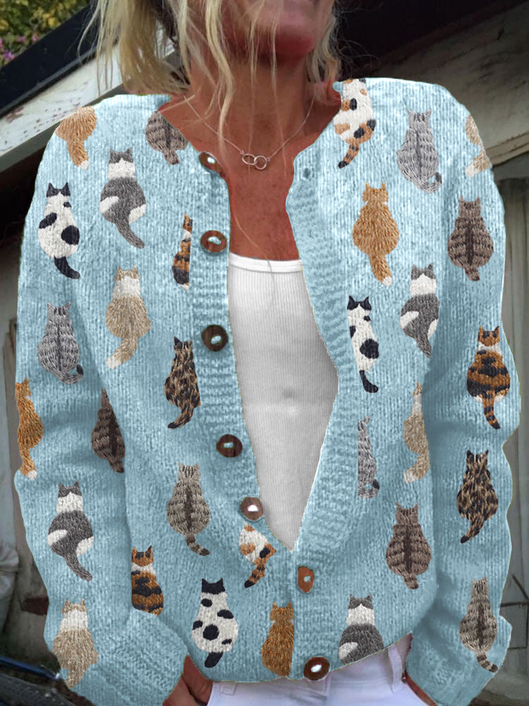 Marilyn | Soft Cat Pattern Cardigan