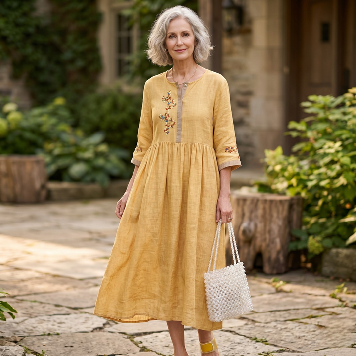 VICTORIA LINEN MIDI DRESS