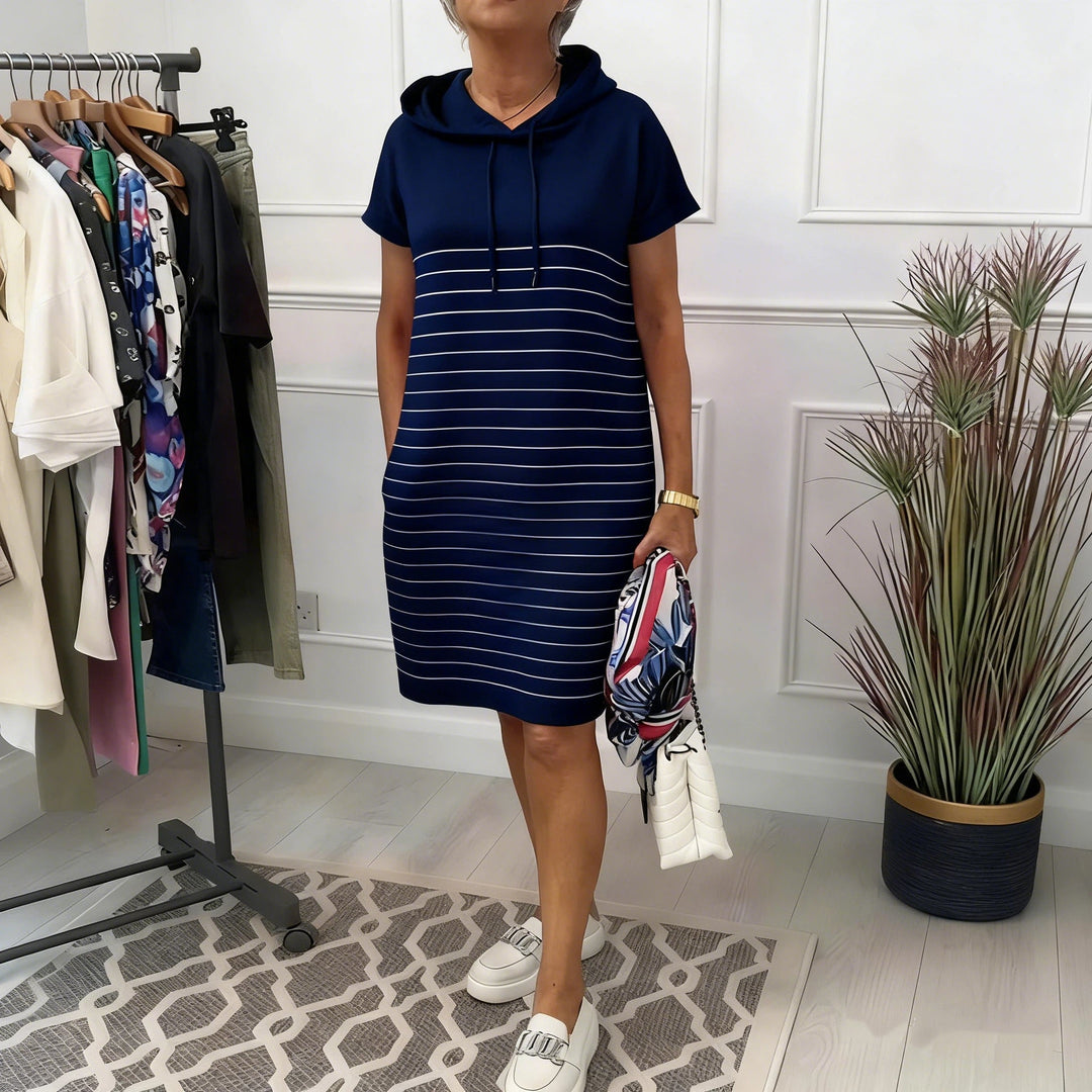 Gavellea - Women's Striped Hooded Dress