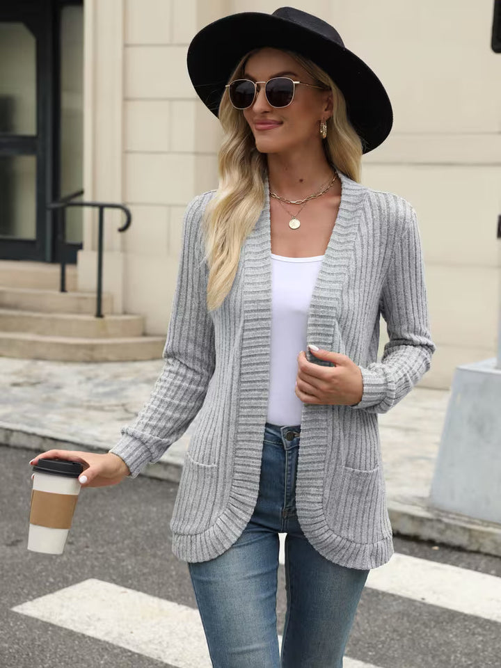 Lorraine | Ribbed Pocket Patchwork Long Sleeve Top