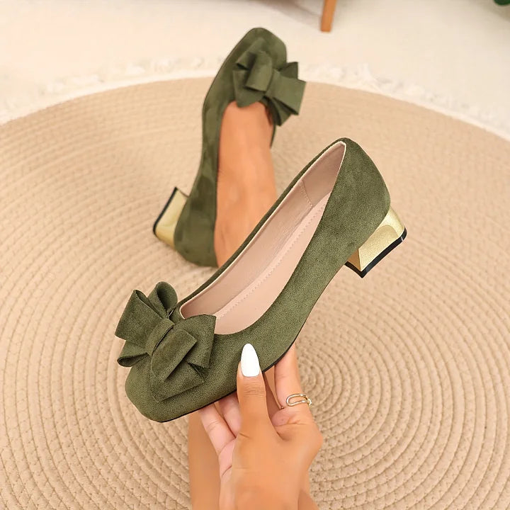 Kathleen | Bow Block Heel Pumps