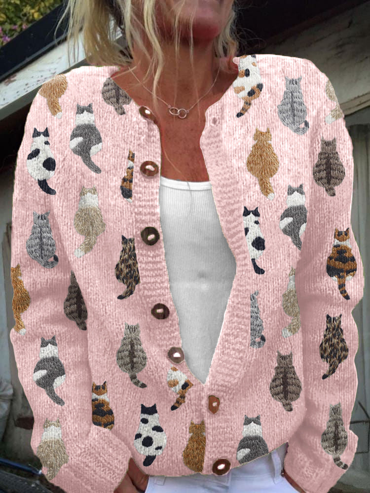 Marilyn | Soft Cat Pattern Cardigan