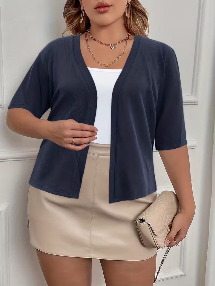Gwendolyn | Plus Size Half Sleeve Stretch Cardigan