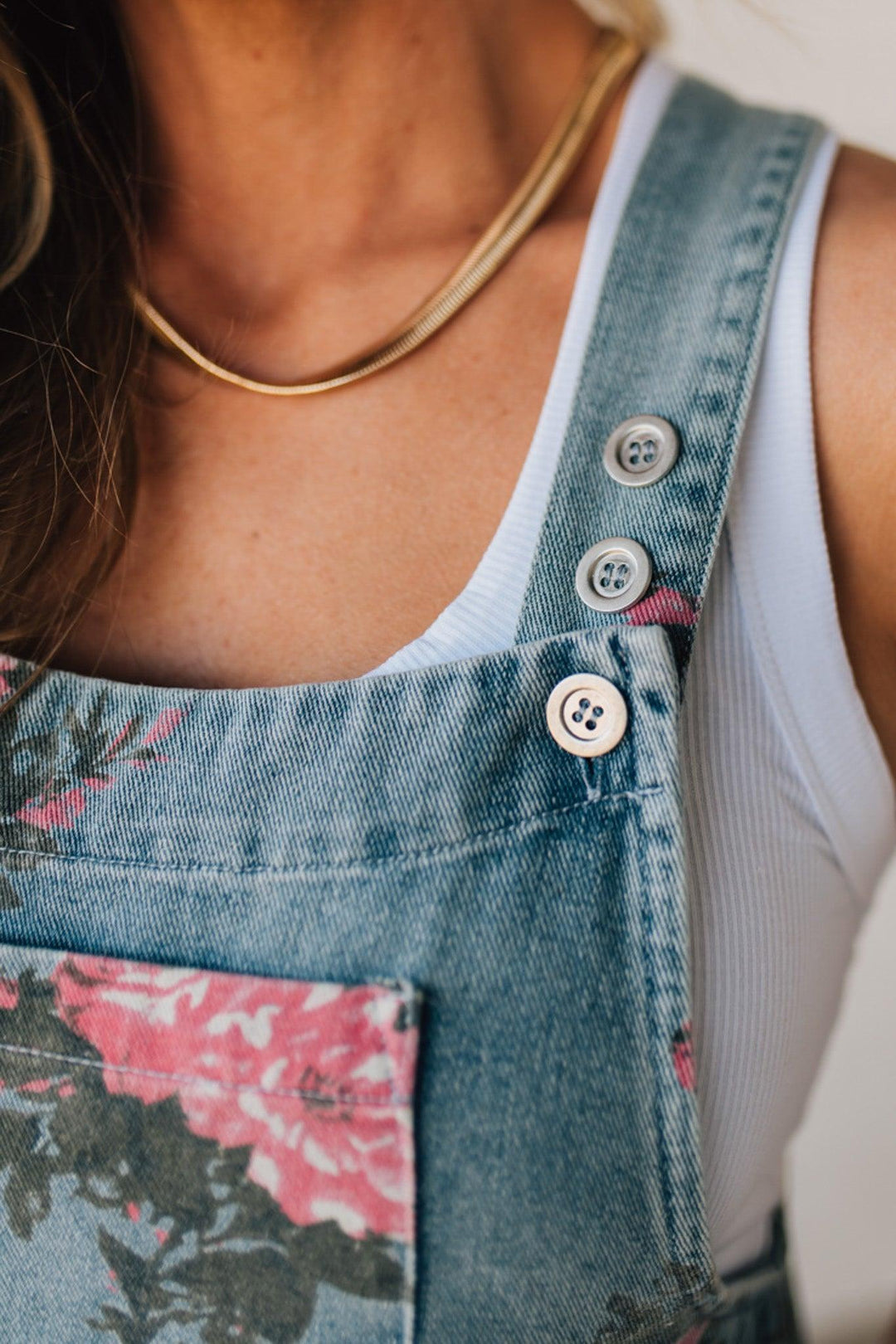 Bibi | Floral Print Denim Overalls