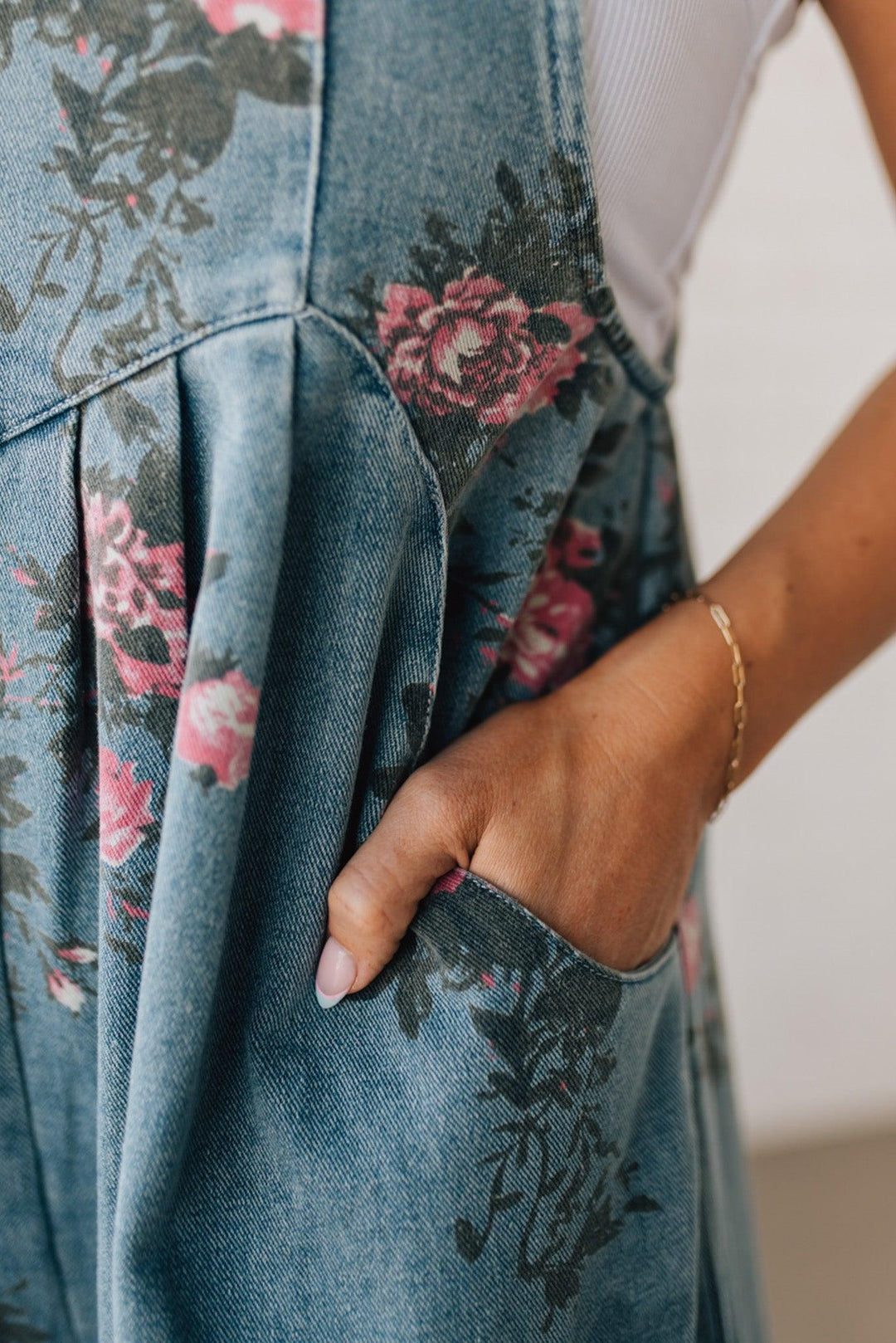 Bibi | Floral Print Denim Overalls