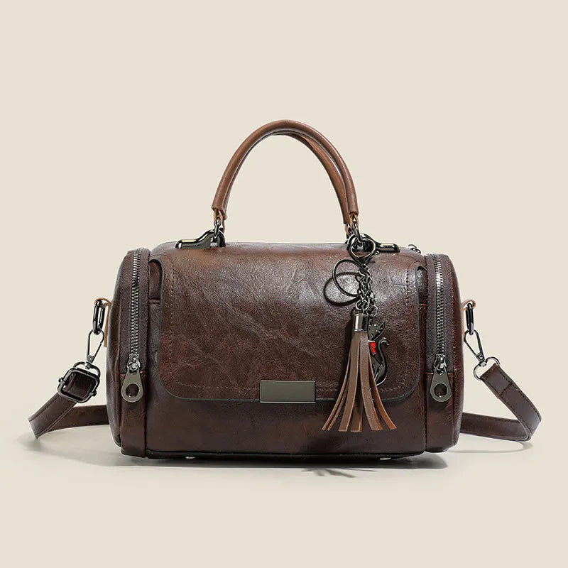 Women’s Vintage Boston Bag – Large Capacity Crossbody Shoulder Purse