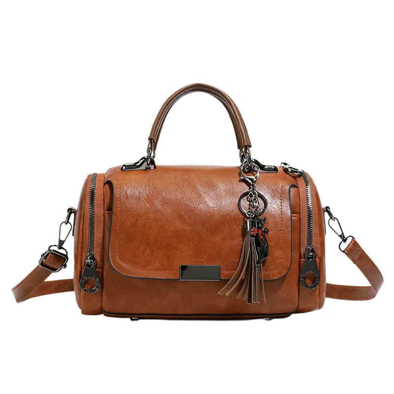 Women’s Vintage Boston Bag – Large Capacity Crossbody Shoulder Purse