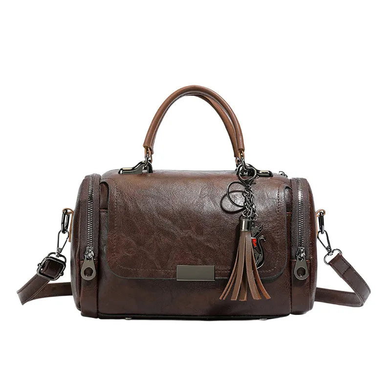 Women’s Vintage Boston Bag – Large Capacity Crossbody Shoulder Purse