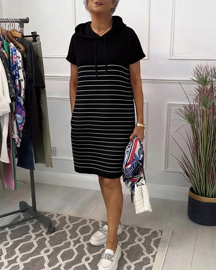 Gavellea - Women's Striped Hooded Dress