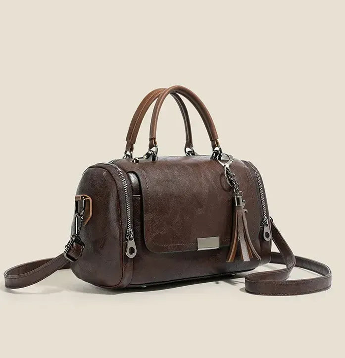 Women’s Vintage Boston Bag – Large Capacity Crossbody Shoulder Purse